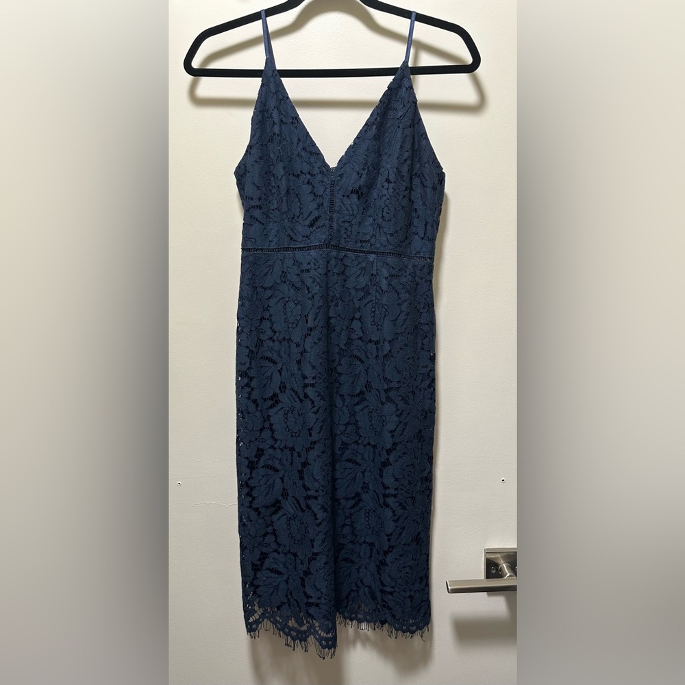 ASTR The Label Womens Blue Lace Spaghetti Strap Dress Size small